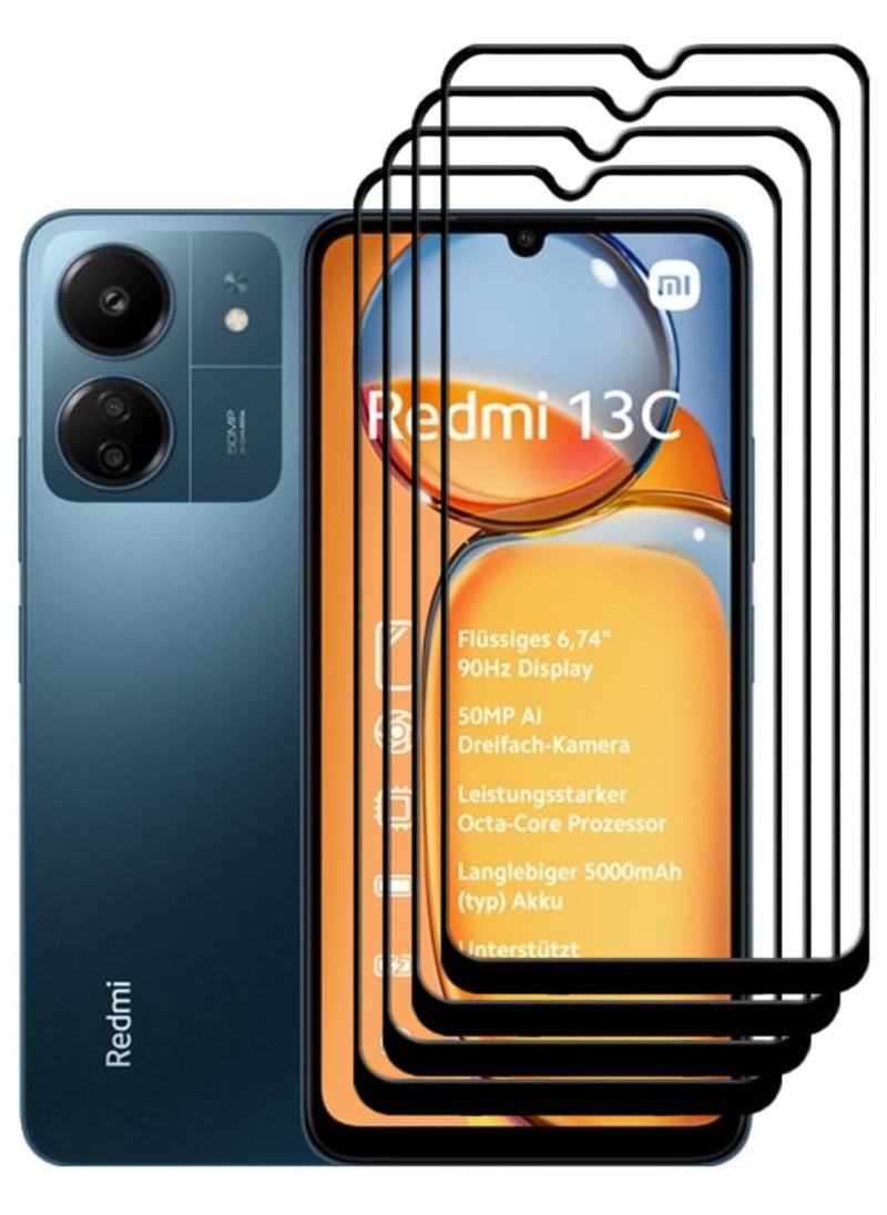 ACLIX 4 Pieces Antistatic ESD Dustproof Premium Quality High Definition Tempered Glass Screen Protector Designed For Xiaomi Redmi 13C - Image 1