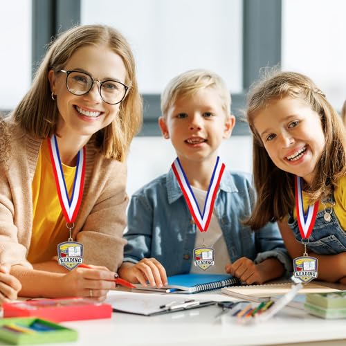 Yaomiao 10/20 Pcs 2.4'' Award Medals Bulk Gold Winner Team Participation Medals for Kids Shield Metal Trophy for Student Adults Award Prize Graduation Competitions Gift(20 Pcs,Reading) - Image 5