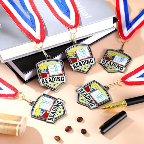 Yaomiao 10/20 Pcs 2.4'' Award Medals Bulk Gold Winner Team Participation Medals for Kids Shield Metal Trophy for Student Adults Award Prize Graduation Competitions Gift(20 Pcs,Reading) - Image 4