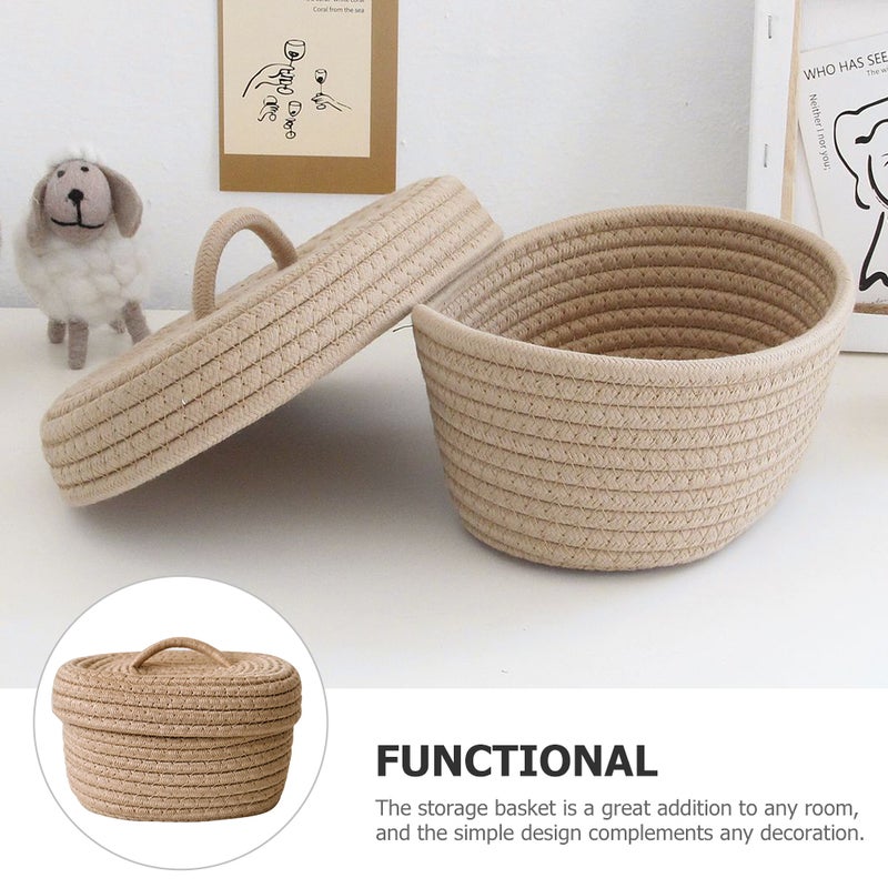 2pcs Cotton Rope Woven Basket Multi-functional Household Woven Container Nordic Style Storage Basket - Image 5