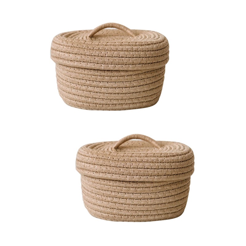 2pcs Cotton Rope Woven Basket Multi-functional Household Woven Container Nordic Style Storage Basket - Image 1