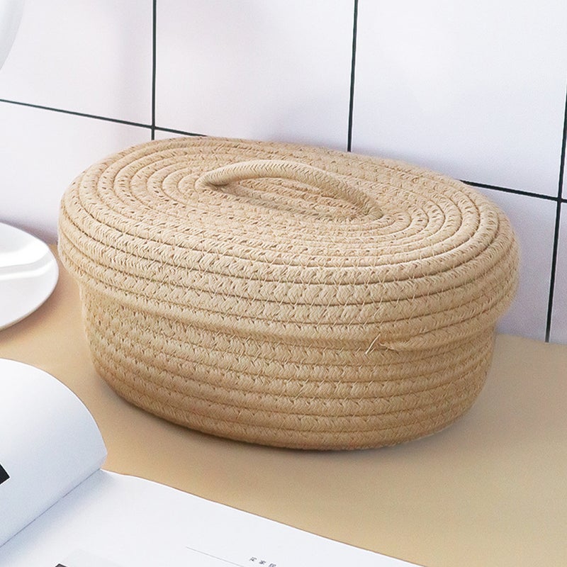 2pcs Cotton Rope Woven Basket Multi-functional Household Woven Container Nordic Style Storage Basket - Image 4