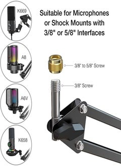 FIFINE Microphone Arm Stand, FIFINE Suspension Boom Scissor Mic Stand with Heavy Duty Clamp, 3/8" to 5/8" Adapter, for Voice-over, Gaming, Recording, Studio, Home Office (CS1)  - Image 3