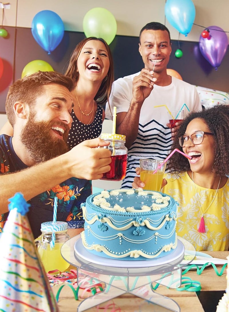 TPGP 11.8 Inch 2 Pcs Acrylic Cupcake Stand Cake Stand 1 Tier Round Cake Holder for Party Reusable Cake Pedestal Stand for Parties Bakery Display Serving Tray Plastic Dessert Tower for Wedding Party - Image 2