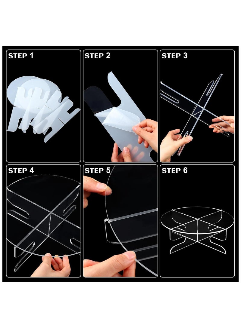 TPGP 11.8 Inch 2 Pcs Acrylic Cupcake Stand Cake Stand 1 Tier Round Cake Holder for Party Reusable Cake Pedestal Stand for Parties Bakery Display Serving Tray Plastic Dessert Tower for Wedding Party - Image 4