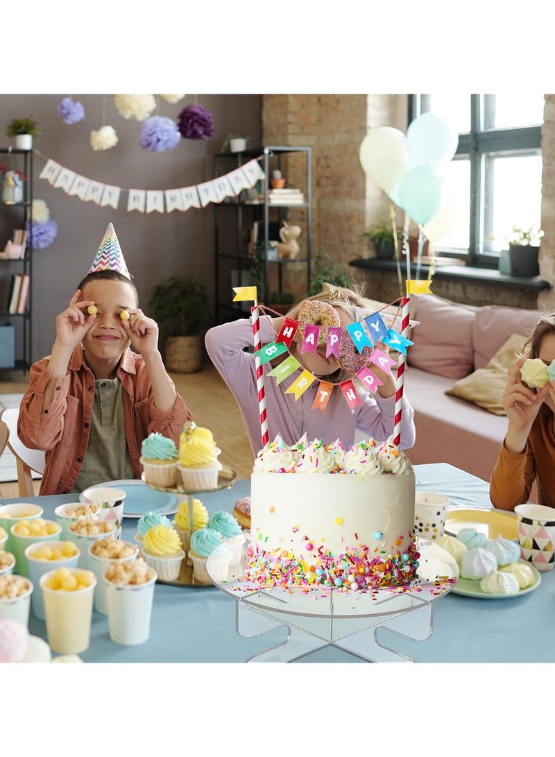 TPGP 11.8 Inch 2 Pcs Acrylic Cupcake Stand Cake Stand 1 Tier Round Cake Holder for Party Reusable Cake Pedestal Stand for Parties Bakery Display Serving Tray Plastic Dessert Tower for Wedding Party - Image 5