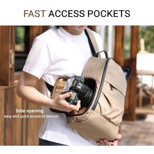 TAAOKA Camera Sling Bag, DSLR/SLR/Mirrorless Camera Backpack Case Shockproof Photography Backpack with Tripod Holder & Removable Modular Inserts Compatible with Canon/Nikon/Sony/Fuji - Image 3