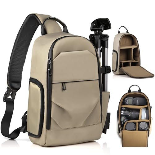 TAAOKA Camera Sling Bag, DSLR/SLR/Mirrorless Camera Backpack Case Shockproof Photography Backpack with Tripod Holder & Removable Modular Inserts Compatible with Canon/Nikon/Sony/Fuji - Image 1