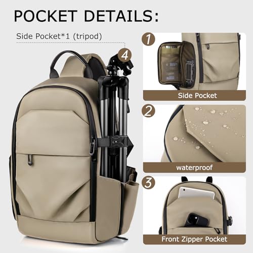 TAAOKA Camera Sling Bag, DSLR/SLR/Mirrorless Camera Backpack Case Shockproof Photography Backpack with Tripod Holder & Removable Modular Inserts Compatible with Canon/Nikon/Sony/Fuji - Image 2