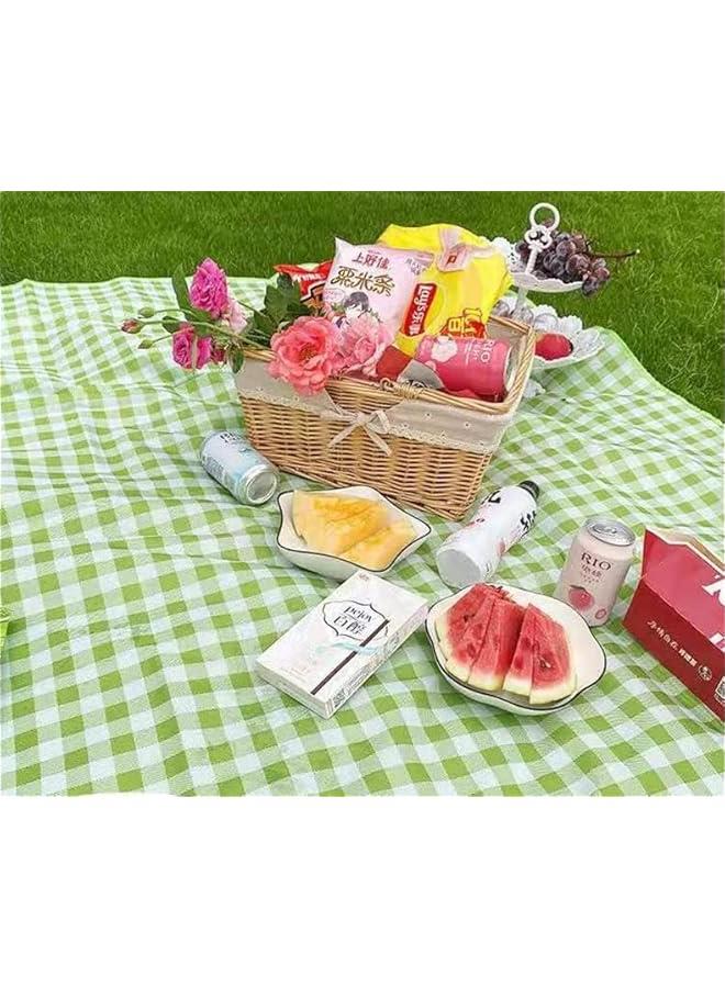 هوكور اي بين بطانية نزهة خارجية، بساط شاطئ رملي قابل للطي ومقاوم للماء مقاس XL، للشاطئ والتخييم والمشي لمسافات طويلة والسفر والحفلات العائلية (اخضر، 200 × 200 سم)، قماش اكسفورد - Image 2