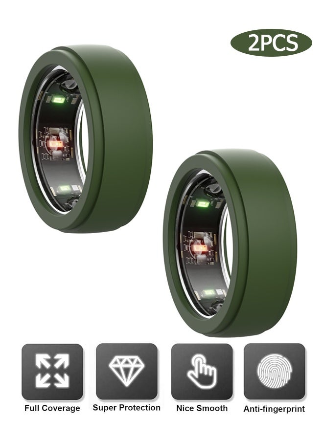 Wffo 2 Pcs Suitable for Oura Ring Gen 3 Silicone Ring Cases - Silicone Ring Protector for Working Out Accessories - Smart Ring Protector - Compatible with Oura, Samsung, Ultrahuman, RingConn Rings & More,Men's and Women's Ring Accessories - Anti-Scratch, Flexible & Durable - Green(S/M) - Image 1