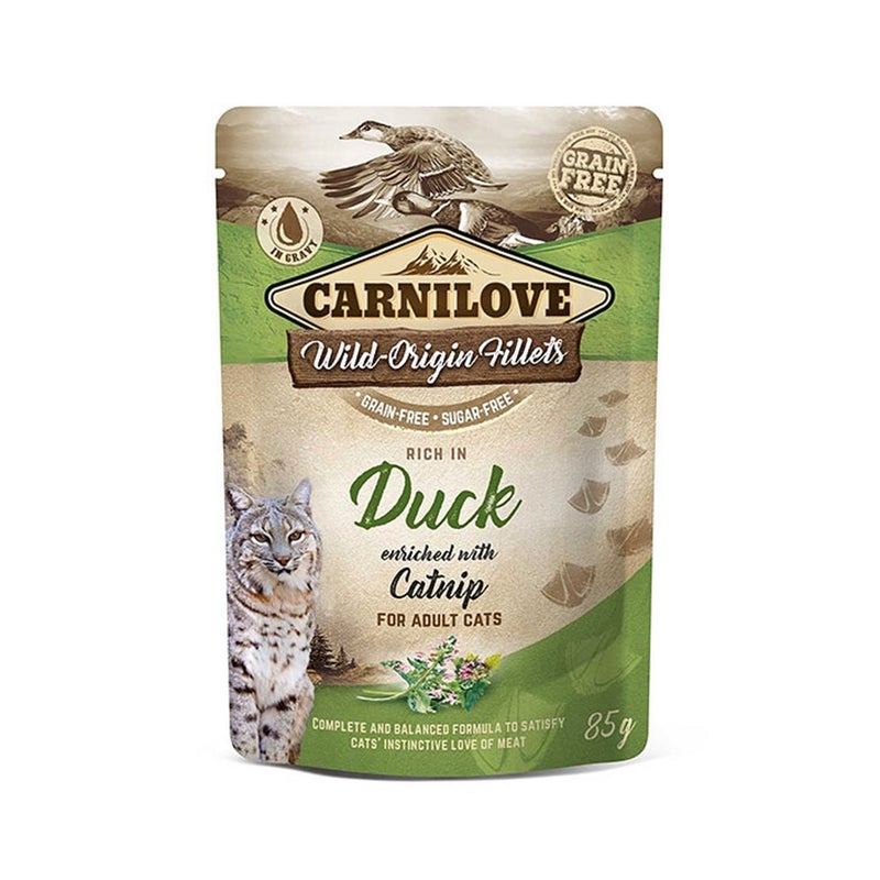 Carnilove Wild Origin Fillets  Duck Enriched with Catnip Cat Food Pouch - 85 g