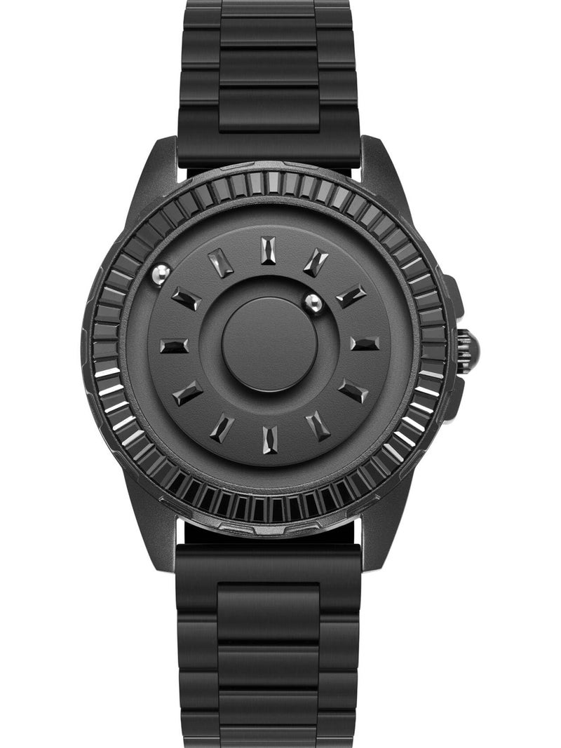 EUTOUR Diamond Magnetic Watch for Men, 40mm Black Unique Rotating Magnetic Beads Display 3ATM Water Resistant 20mm Stainless Steel Band with Diamond Indexes Ideal Gift for Men & Fashion Statement for All Occasions - Image 1