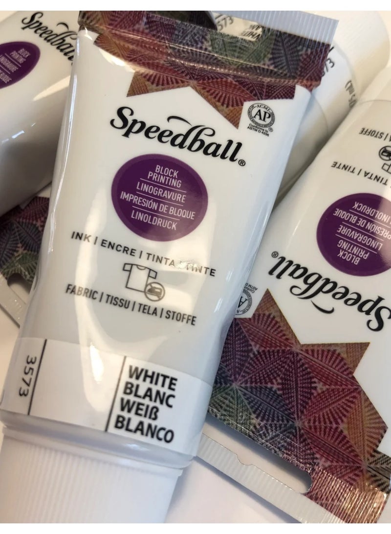 Speedball Fabric and Paper Printing Ink White color 75ml - Image 1