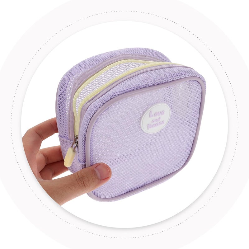 Purple Mini Travel Makeup Bag Portable Cosmetic Pouch Organizer For Women - Image 5