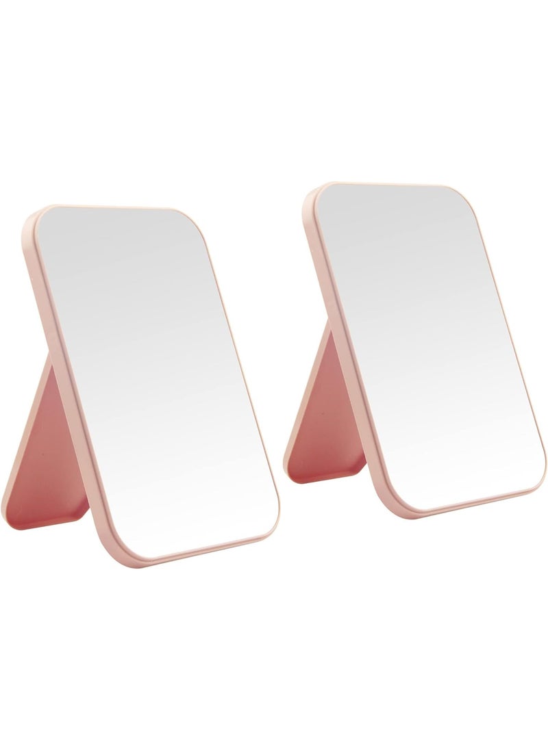 BENCI BENCI Makeup Mirror Rectangle Countertop Cosmetic Mirror with Stand Shaving Makeup Mirrors Portable Folding Travel Mirror Makeup Gifts for Women Pink Set of 2  - Image 1