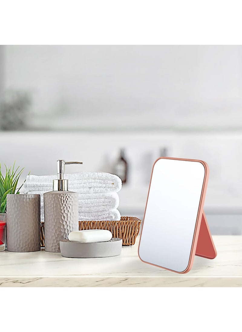 BENCI BENCI Makeup Mirror Rectangle Countertop Cosmetic Mirror with Stand Shaving Makeup Mirrors Portable Folding Travel Mirror Makeup Gifts for Women Pink Set of 2  - Image 4