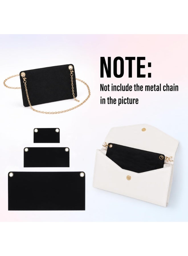 6 PCS Felt Purse Insert Organizer with Eyelets, 3 Sizes Crossbody Conversion Liner for Clutch Handbags, Black - Image 5