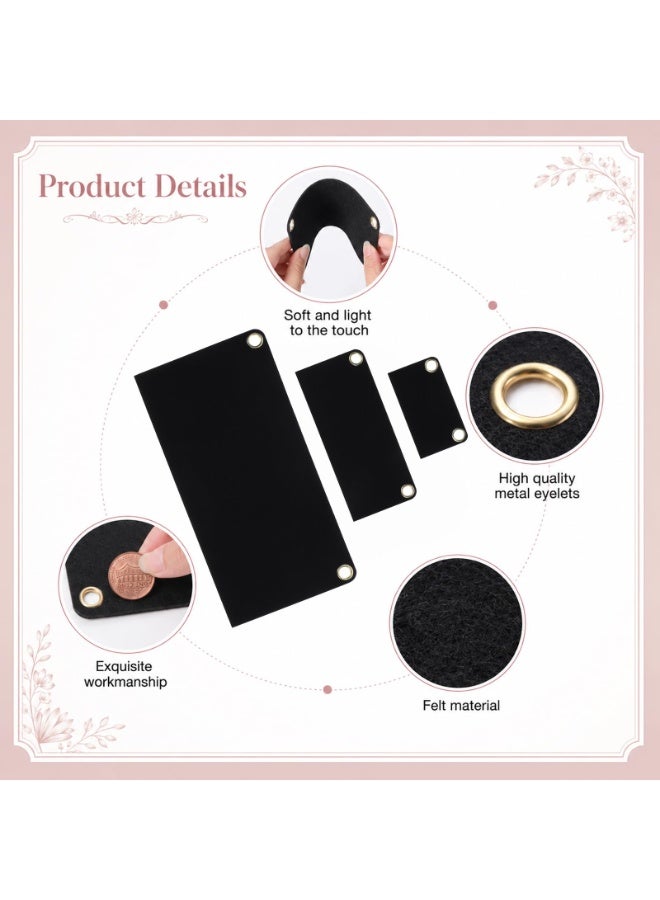 6 PCS Felt Purse Insert Organizer with Eyelets, 3 Sizes Crossbody Conversion Liner for Clutch Handbags, Black - Image 3