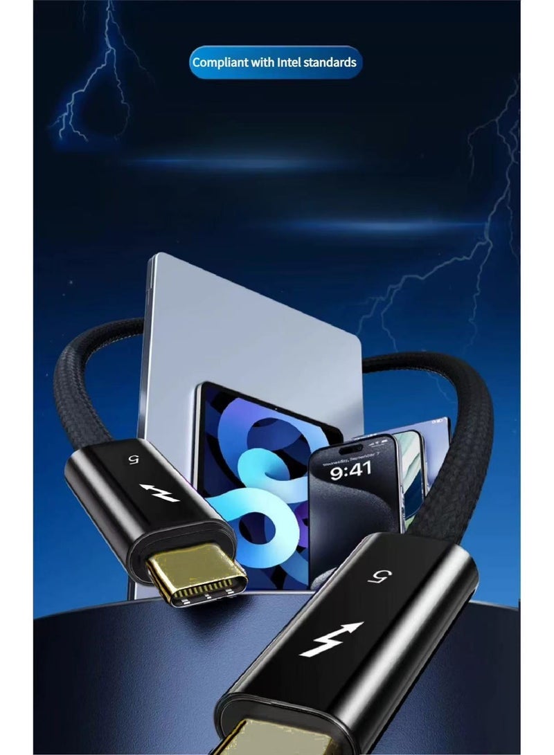 سام كابل Thunderbolt 5 USB C إلى USB C، شاشة 16K@60Hz/نقل بيانات 120Gbps/شحن PD 240W، موصل هاتف محمول وتلفزيون 1 متر - Image 4