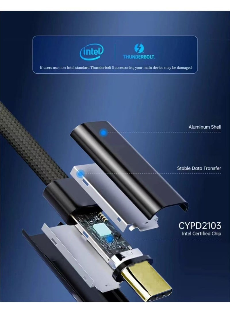 سام كابل Thunderbolt 5 USB C إلى USB C، شاشة 16K@60Hz/نقل بيانات 120Gbps/شحن PD 240W، موصل هاتف محمول وتلفزيون 1 متر - Image 2