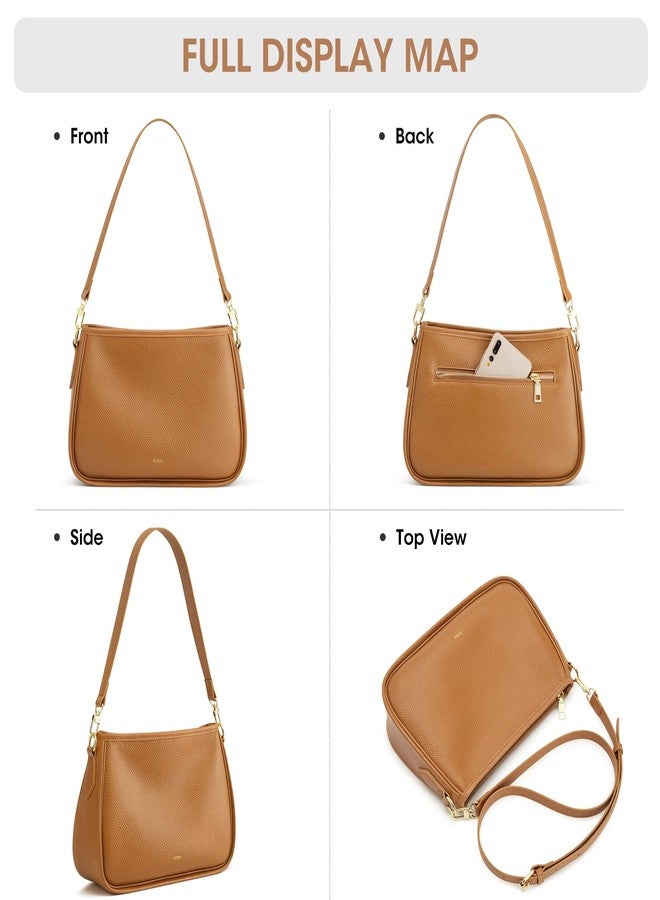Kattee Shoulder Purse for Women, Medium Leather Crossbody Bags Trendy, Clutch Hanbags Purses, Small Hobo Bags with 2 Removable Straps, Brown - Image 5