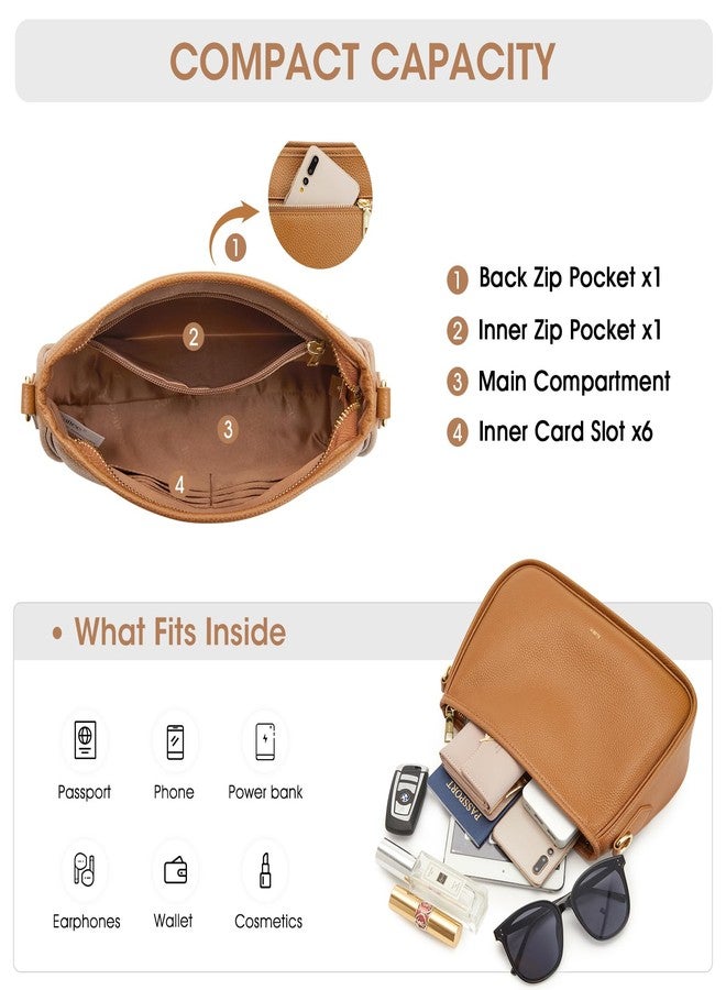 Kattee Shoulder Purse for Women, Medium Leather Crossbody Bags Trendy, Clutch Hanbags Purses, Small Hobo Bags with 2 Removable Straps, Brown - Image 4