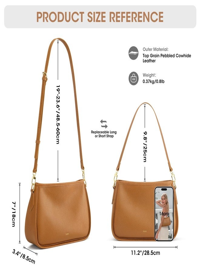 Kattee Shoulder Purse for Women, Medium Leather Crossbody Bags Trendy, Clutch Hanbags Purses, Small Hobo Bags with 2 Removable Straps, Brown - Image 3