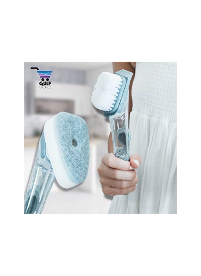Gulfdealz GulfDealz Dish Brush With Soap Dispenser - Long Handle Dishwashing Liquid Refillable Brush - 1 Dish Washing Brush + 2 Dish Washing Sponge and 1 Handle Only (GREY)  - Image 2