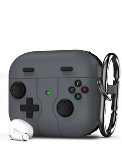 غطاء حافظة AirPods الجيل الثالث مع سلسلة مفاتيح، تصميم لاعب ألعاب للأطفال والمراهقين والنساء والرجال، غطاء سيليكون ناعم لحافظة شحن AirPods Gen 3 (رمادي)