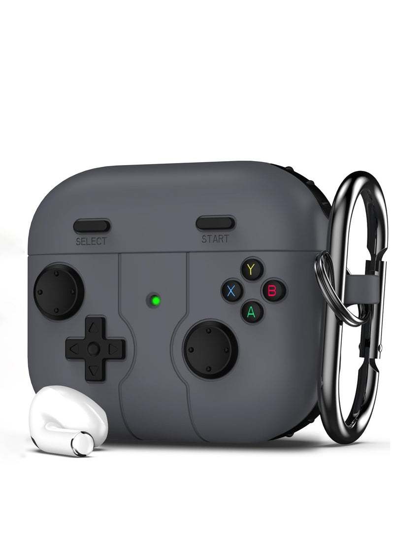 ماركة غير محددة - غطاء حافظة AirPods الجيل الثالث مع سلسلة مفاتيح، تصميم لاعب ألعاب للأطفال والمراهقين والنساء والرجال، غطاء سيليكون ناعم لحافظة شحن AirPods Gen 3 (رمادي) - Image 1