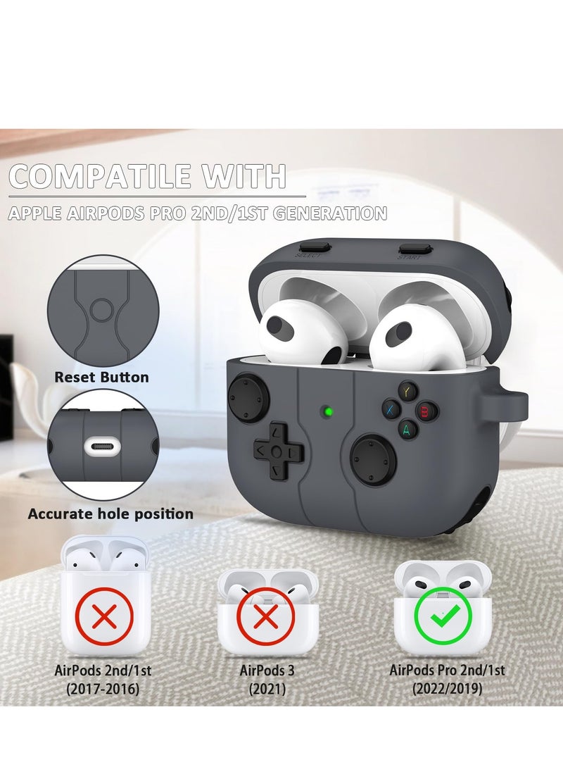 ماركة غير محددة - غطاء حافظة AirPods الجيل الثالث مع سلسلة مفاتيح، تصميم لاعب ألعاب للأطفال والمراهقين والنساء والرجال، غطاء سيليكون ناعم لحافظة شحن AirPods Gen 3 (رمادي) - Image 1