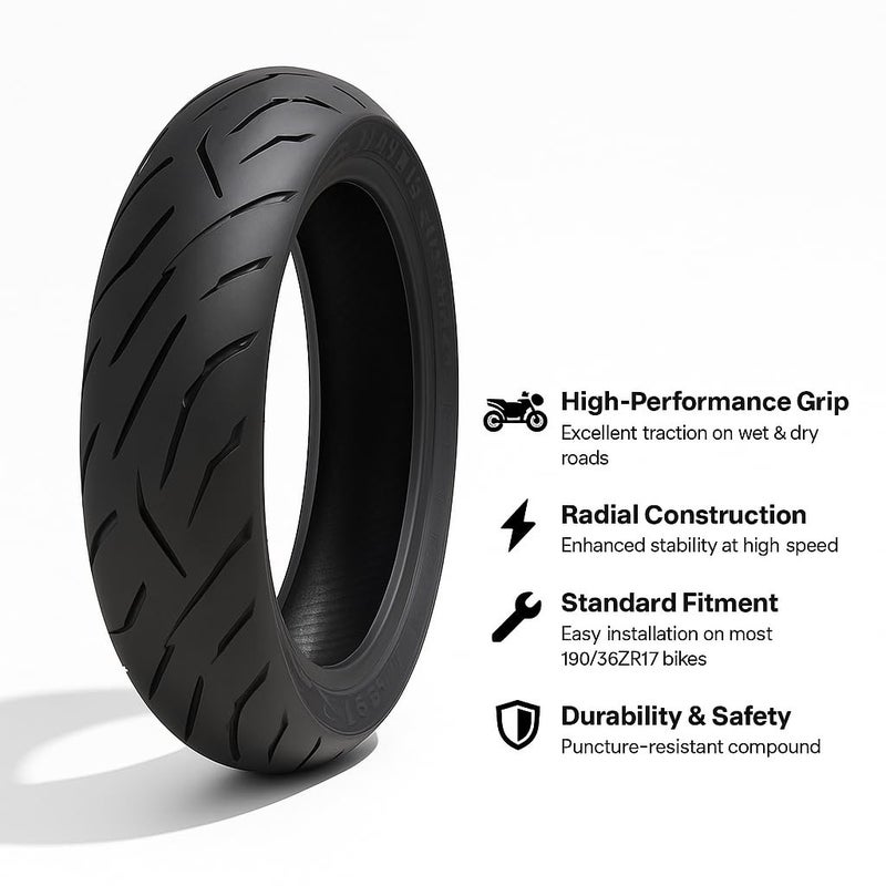 MAXXIS Supermaxx ST MA-ST2 190/55ZR17 75W TL – Rear Motorcycle Sport Touring Tire | Radial Tubeless, Silica Compound, V-Shaped Tread, High Grip & Stability - Image 3