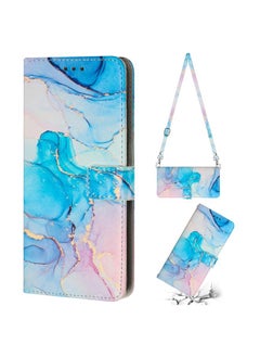 HuHa Case Cover For OPPO A94 5G/A94 4G/A95 5G/F19 Pro+ 5G/Reno5 Z 5G/F19 Pro 4G/Reno5 F 4G/Reno5 Lite Crossbody Painted Marble Pattern Leather Phone Case Pink Green 
