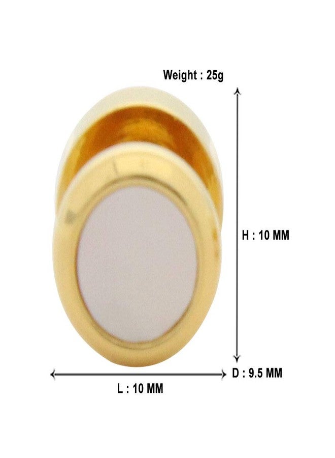 Marque Cufflinks - Luxury Round Mother of Pearl (Natural Sea Shell) Golden Plated Buttons (4 Pcs) - for Men & Women, Office Corporate & Party, in a Gift Box - Image 2