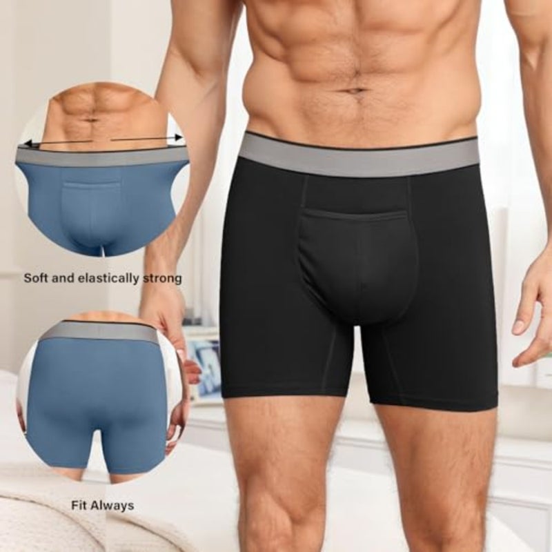 HOOFESAN Men's Underwear Boxer Briefs, Breathable Underwear for Men, No Ride Up, 3D Support Pouch, Strtch Comort Multi - Image 3