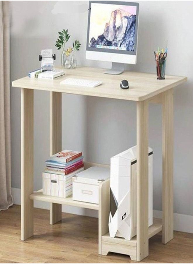 fashionhome - Modern Multifunctional Simple Home Office Computer Table Desk Learning Writing Desk with Storage Shelf For Study Room and Office Furniture Beige 60 x 37 x 72 cm - Image 1