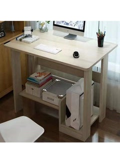 fashionhome Modern Multifunctional Simple Home Office Computer Table Desk Learning Writing Desk with Storage Shelf For Study Room and Office Furniture Beige 60 x 37 x 72 cm  - Image 3