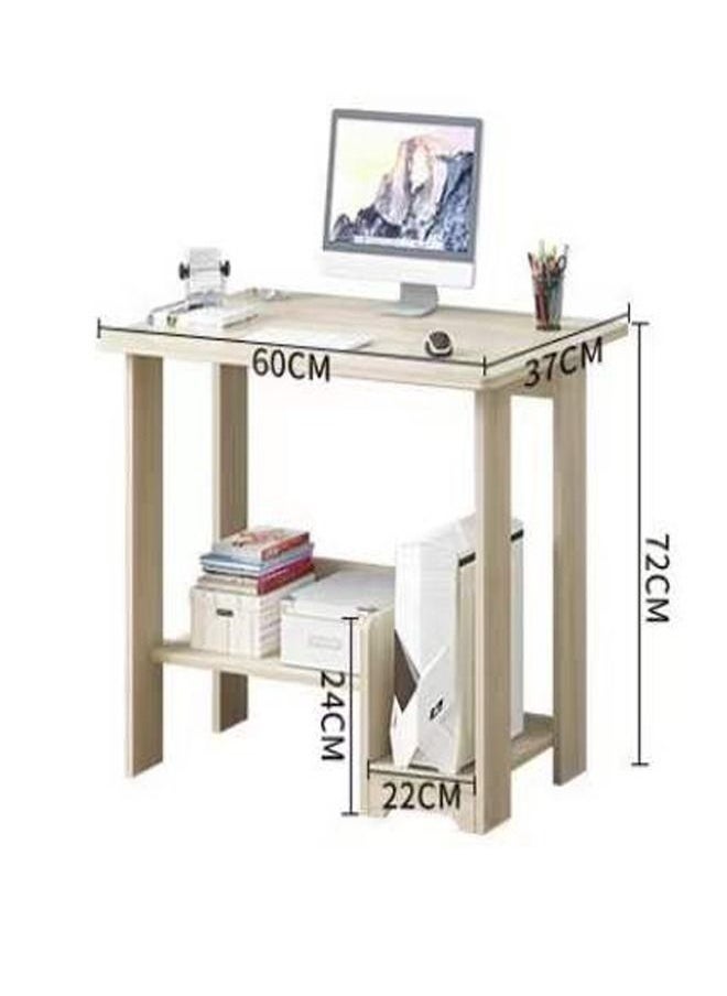 fashionhome - Modern Multifunctional Simple Home Office Computer Table Desk Learning Writing Desk with Storage Shelf For Study Room and Office Furniture Beige 60 x 37 x 72 cm - Image 1