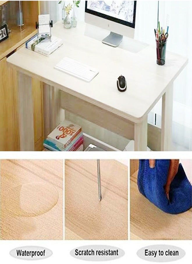 fashionhome - Modern Multifunctional Simple Home Office Computer Table Desk Learning Writing Desk with Storage Shelf For Study Room and Office Furniture Beige 60 x 37 x 72 cm - Image 1