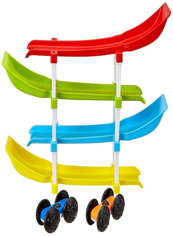 Dorytoys Dorytoy Dual Car Ramp Racer Track Set for Kids – 7-Level Wooden Race Track with 4 Toy Cars | Rainbow Rolling Car Ramp Toy for Toddlers 3+ - Image 3