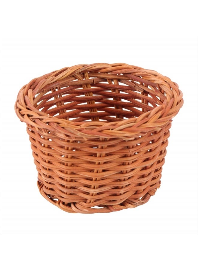 HEALLILY Dollhouse Basket Mini Wicker Basket Decorative Basket Model Dollhouse Crafts 1pc (Without Handle Brown) - Image 1