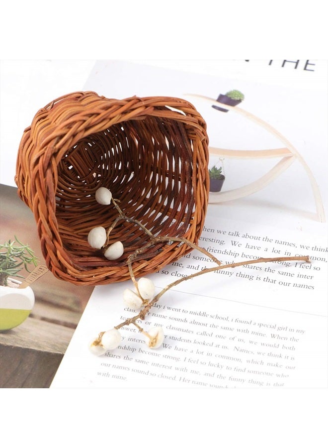 HEALLILY Dollhouse Basket Mini Wicker Basket Decorative Basket Model Dollhouse Crafts 1pc (Without Handle Brown) - Image 5