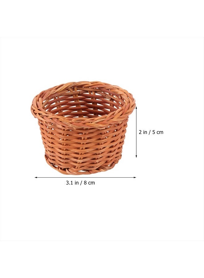HEALLILY Dollhouse Basket Mini Wicker Basket Decorative Basket Model Dollhouse Crafts 1pc (Without Handle Brown) - Image 4