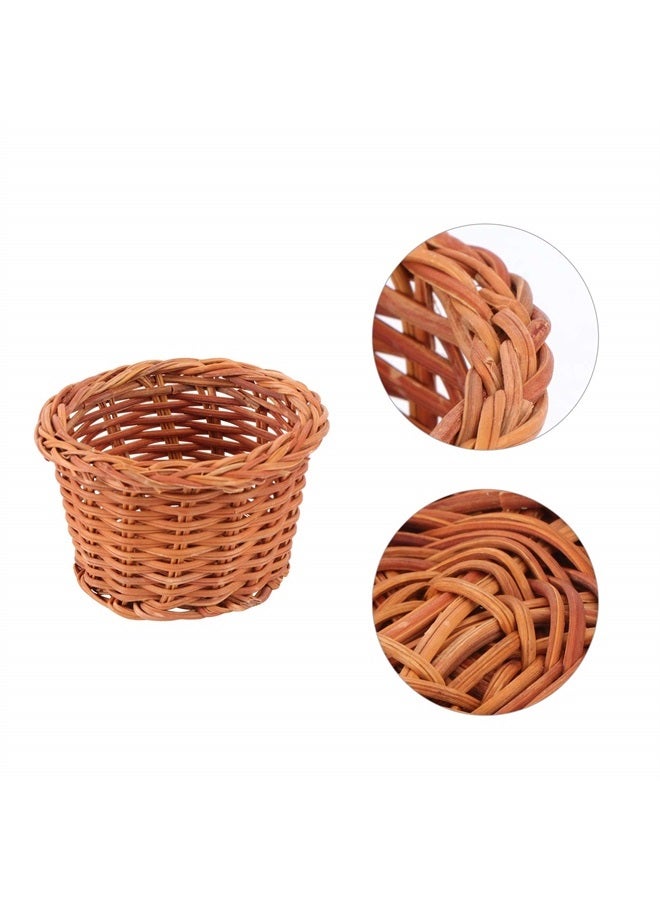 HEALLILY Dollhouse Basket Mini Wicker Basket Decorative Basket Model Dollhouse Crafts 1pc (Without Handle Brown) - Image 2
