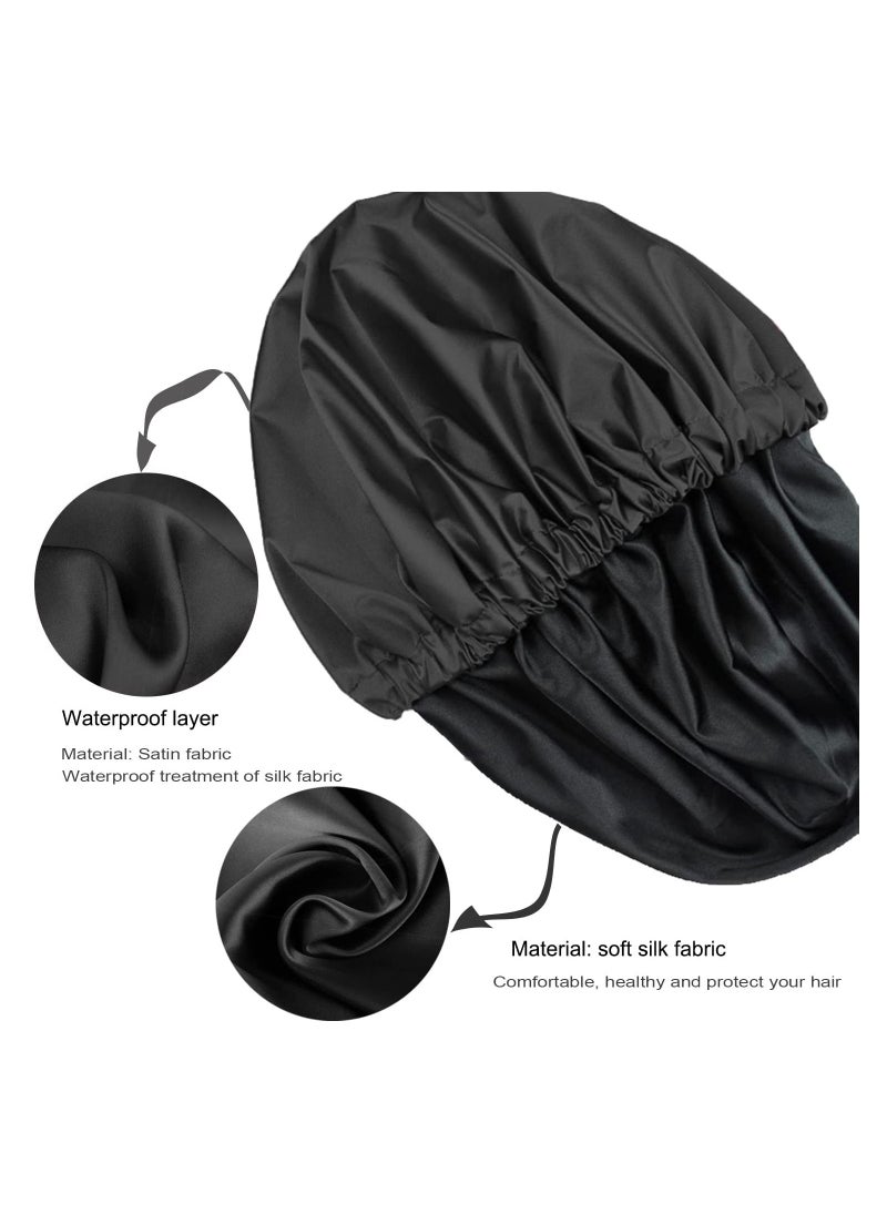 ORiTi - Shower cap for women,Luxury Silk Lined Shower Cap, Machine Washable, Adjustable Size Reusable,Large Satin Shower Cap for all hair - Image 1