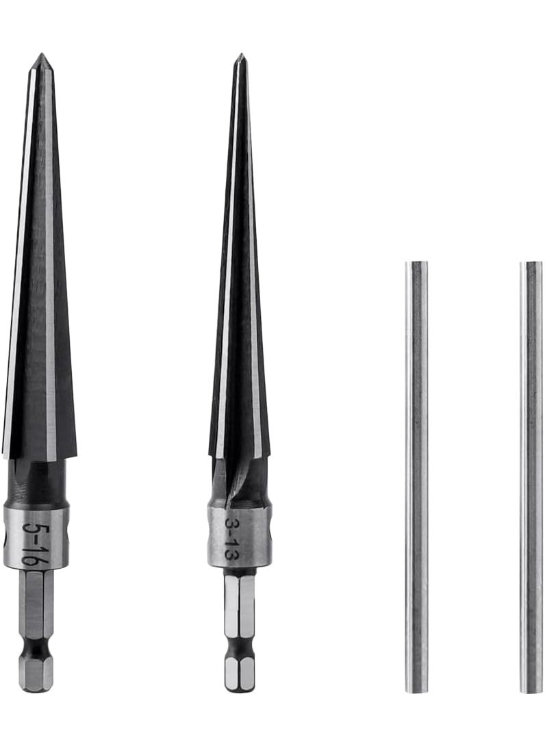Eyech 2Pcs T Handle Taper Reamer Set6 Fluted Chamfer Reaming Guitar Bridge Pin Hole Handle Tapered Reamers Woodworker Tool 1812 313mm  31658 516mm  - Image 1