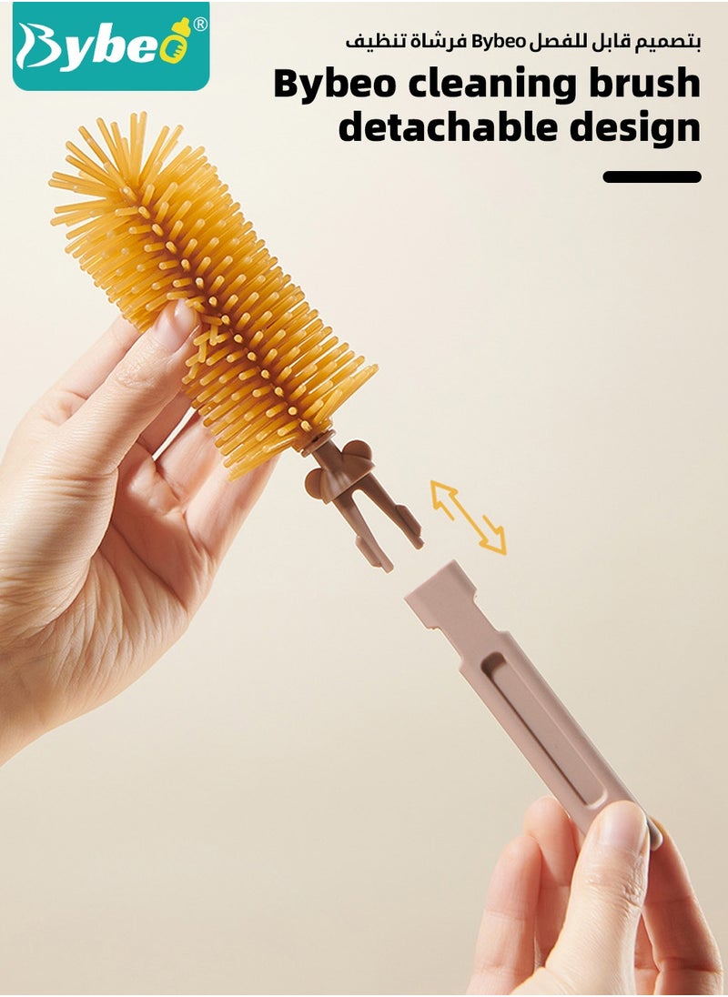 Bybeo 6 in 1 Baby Bottle Cleaning Brush Set, Travel Baby Bottle Brush Cleaner Set with Silicone Bottle Brush x Nipple Brush x Dispenser Bottle x Straw Brush x Drying Rack x Storage Box  - Image 5