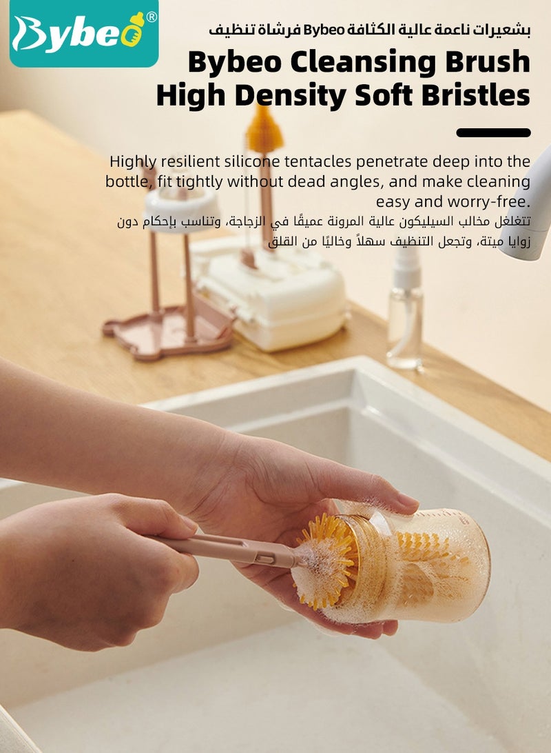 مجموعة تنظيف زجاجات الأطفال 6 في 1، مجموعة فرش تنظيف زجاجات السفر للأطفال تحتوي على فرشاة زجاجة من السيليكون × فرشاة حلمة × زجاجة موزعة × فرشاة شفاط × رف تجفيف × صندوق تخزين.