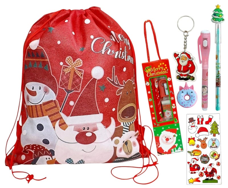AMYCAUR Merry Christmas Stationery Combo Gift for Kid, Cute School Stationery Gift Combo, Secret Santa Party Return Gift for Kids Stationery Items, New Year Christmas Goody Gift Set (Pack of 7 Items) - Image 1